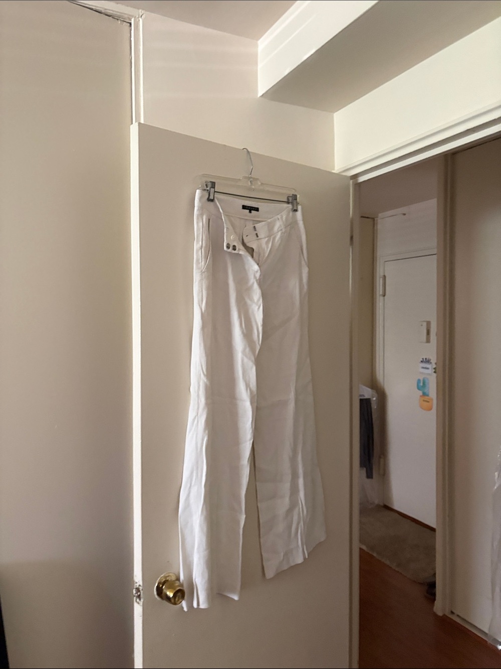 Theory White Wide-Leg Linen Pants